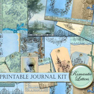 Printable junk journal kit digital printable junk journal paper craft 8.5x11 vintage victorian mini album kit printable baroque tag card
