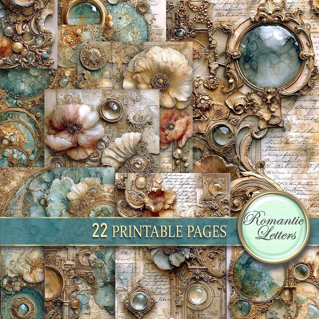 Digital Printable Antique Scrapbook Paper Pack Junk Journal Pages ...