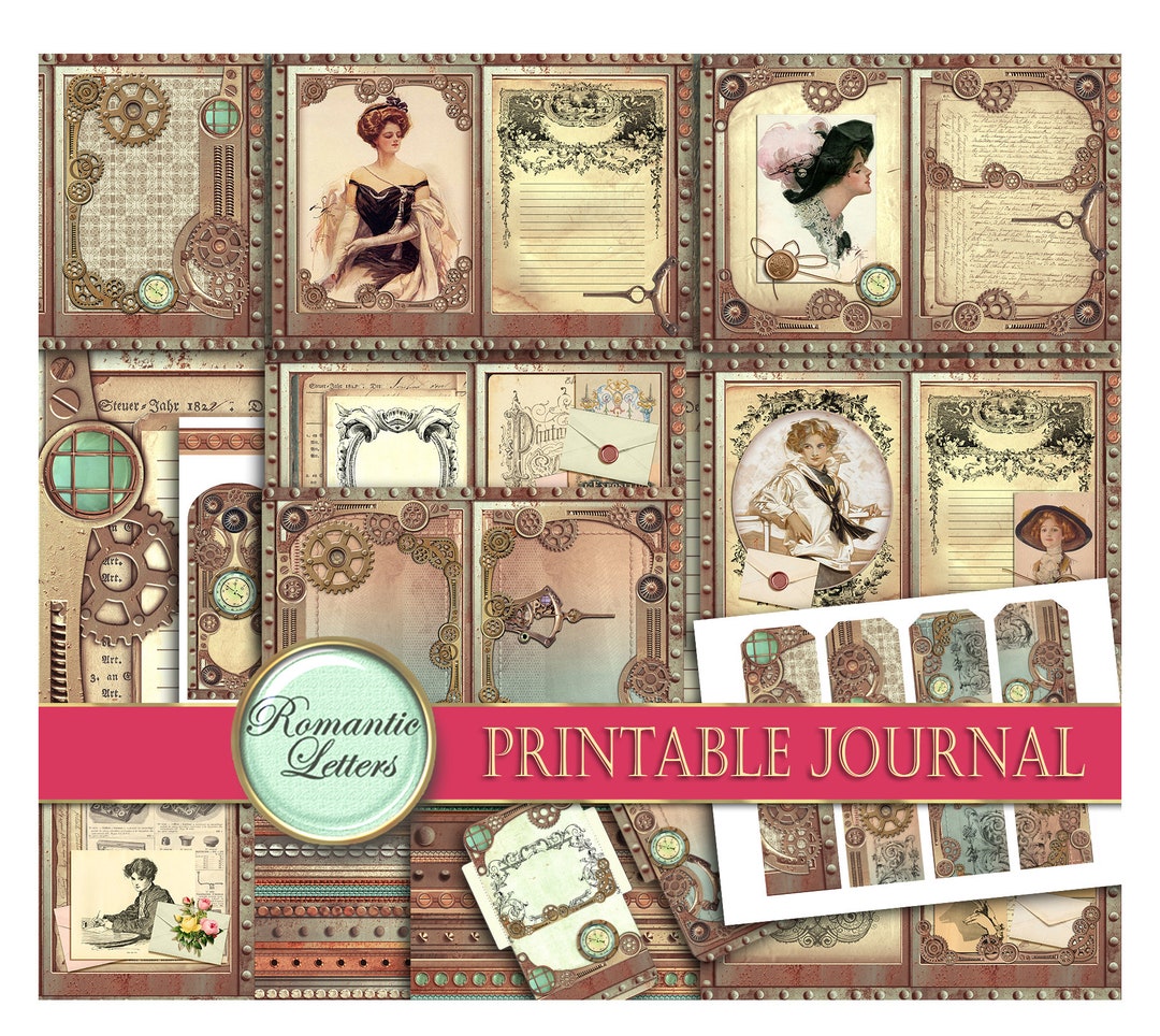 Steampunk Printable Junk Journal Kit Industrial Digital Scrapbook ...