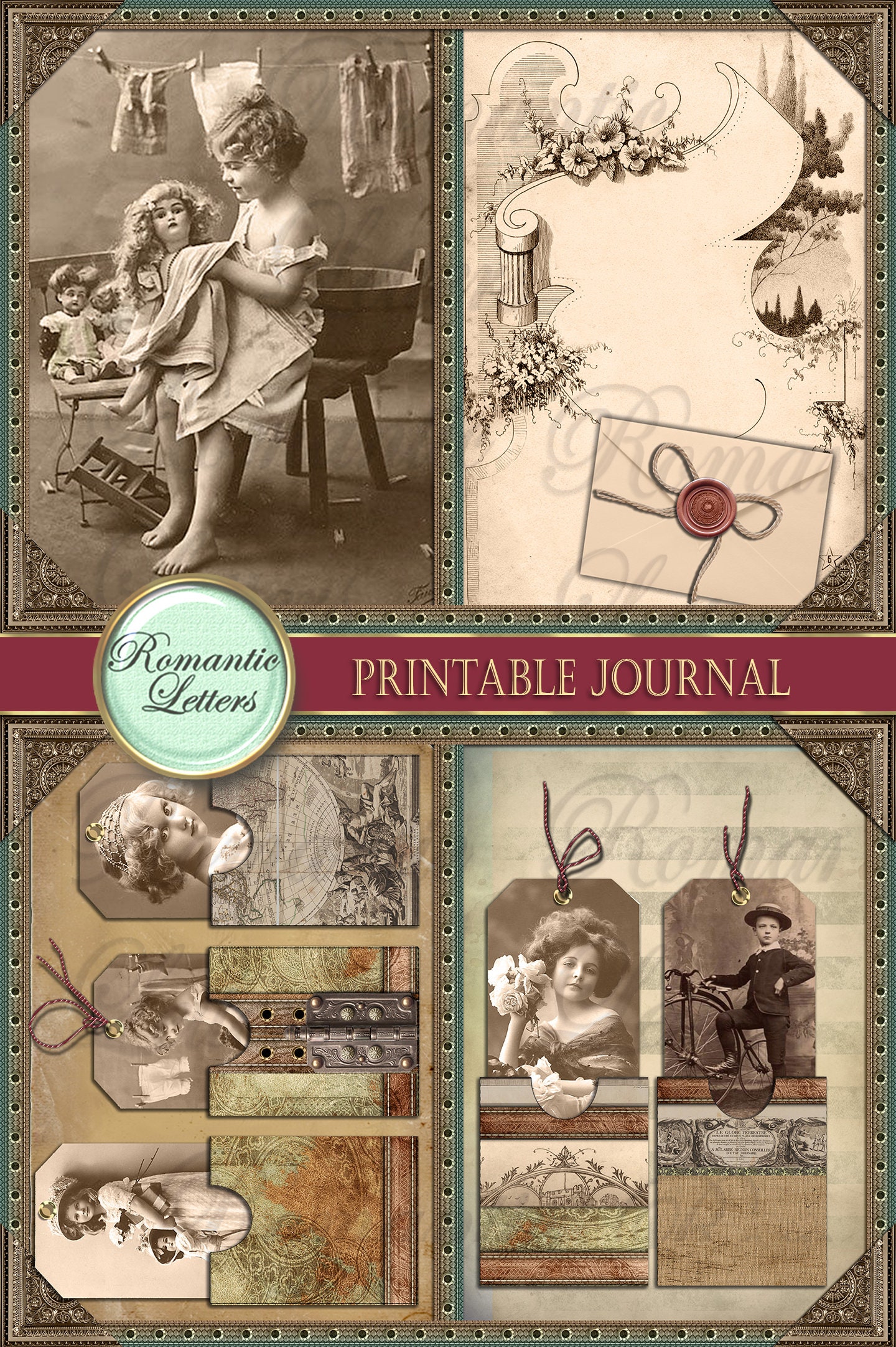 Victorian Kids Steampunk Printable Journal Kit Digital Scrapbook ...