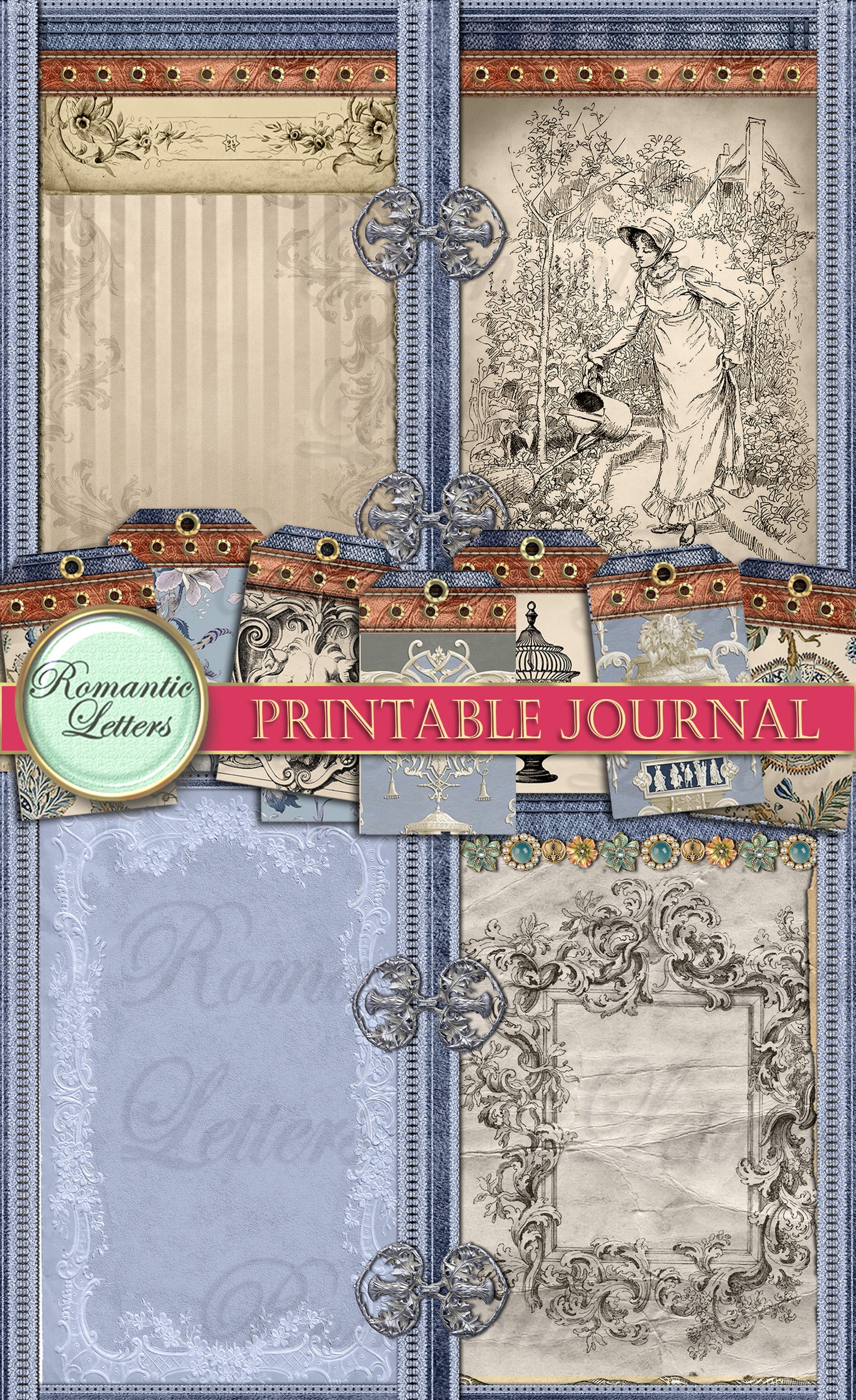 Printable Junk Journal Kit Digital Scrapbooking Printable Junk Journal ...