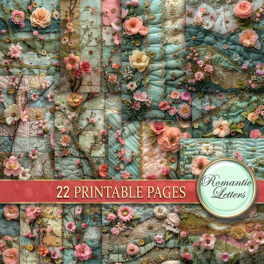 Digital Printable Scrapbook Paper Pack Junk Journal Pages Patchwork ...