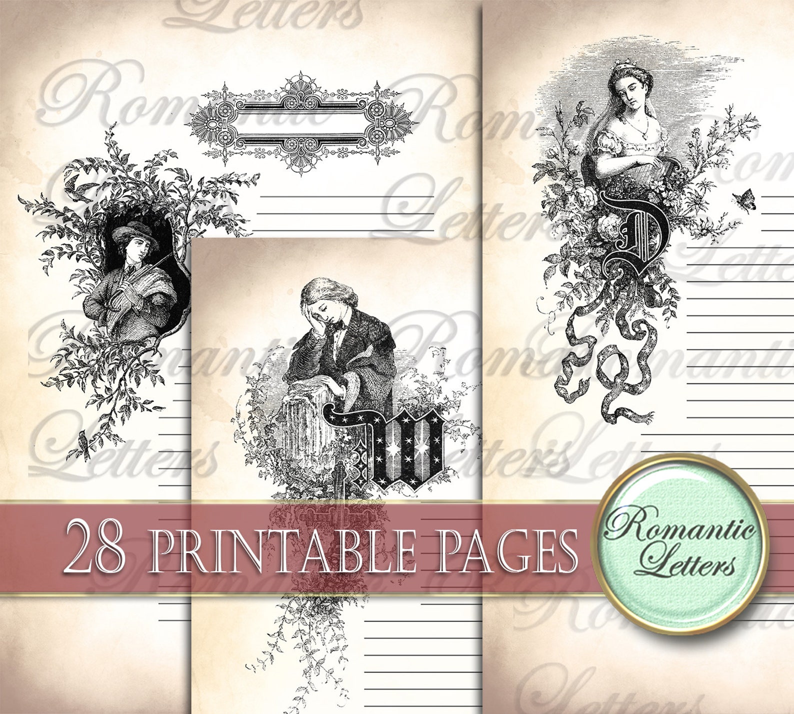Victorian Printable Scrapbook Background Paper Digital - Etsy