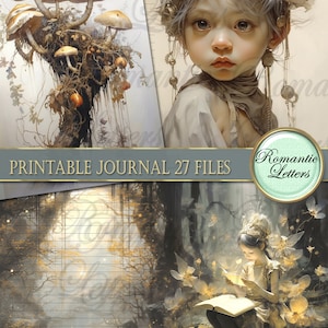 afdrukbare junk journal kit Fairy Forest afdrukbare dagboekpagina's kaart tag cover fantasie digitaal plakboek botanische bloemen kruidenmagie DEEL2 afbeelding 4