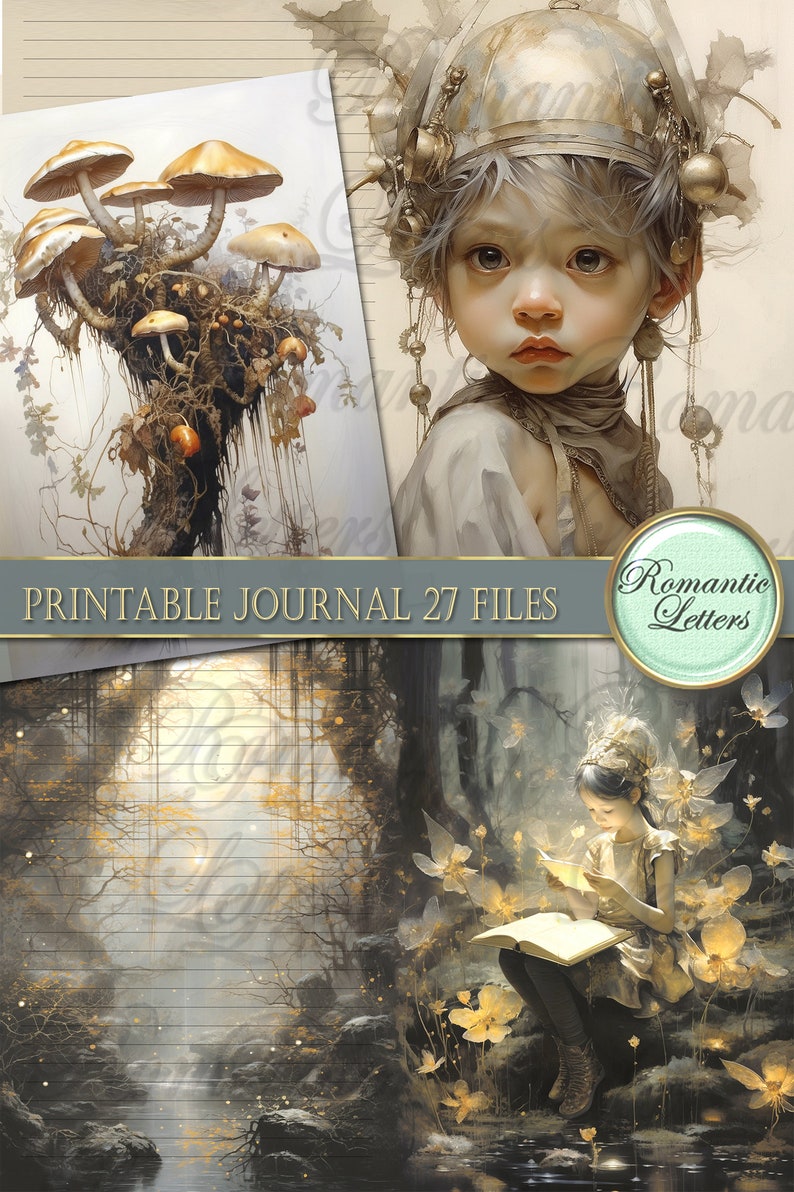 afdrukbare junk journal kit Fairy Forest afdrukbare dagboekpagina's kaart tag cover fantasie digitaal plakboek botanische bloemen kruidenmagie DEEL2 afbeelding 4