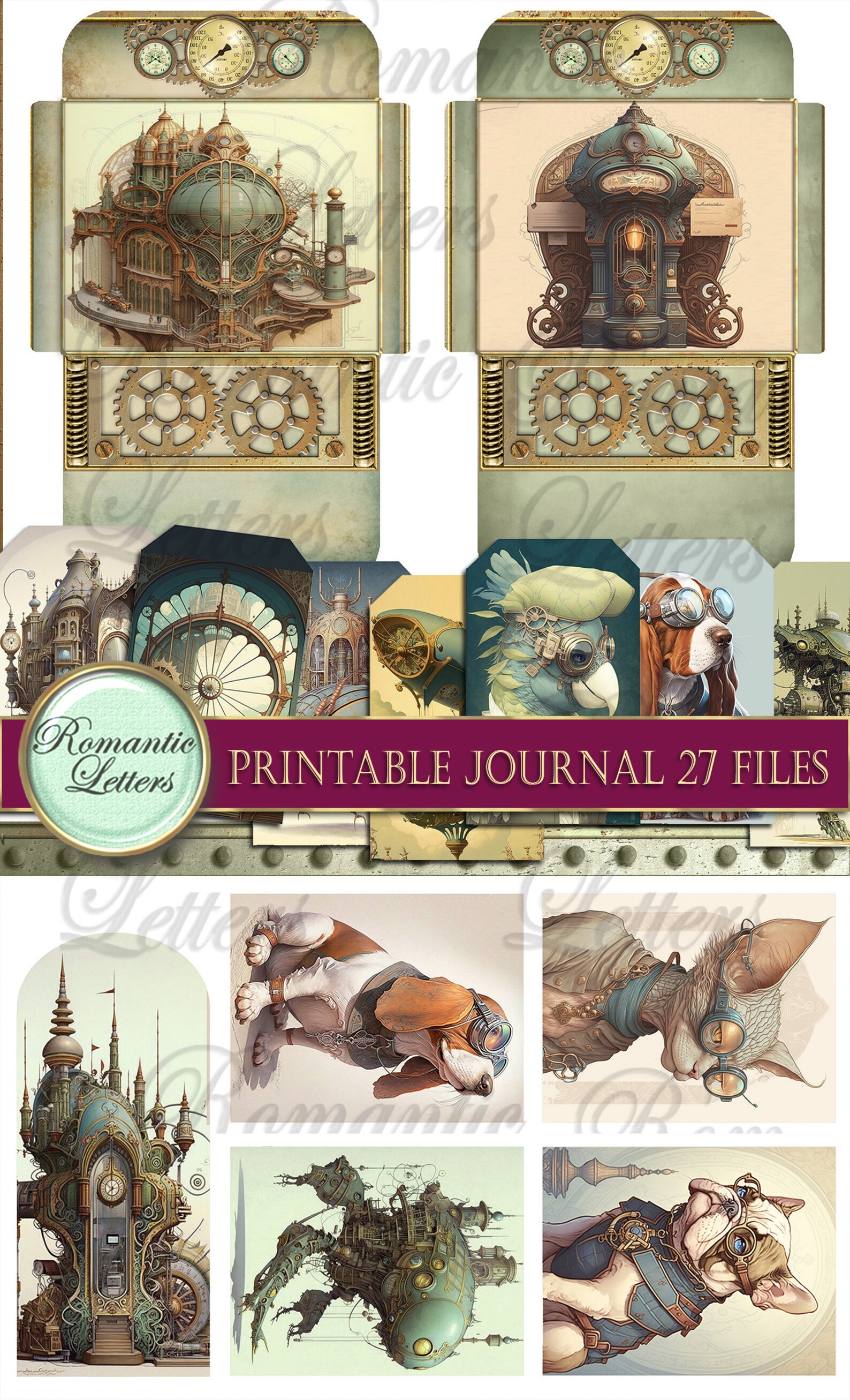 Steampunk Printable Junk Journal Kit Digital Scrapbook Printable ...