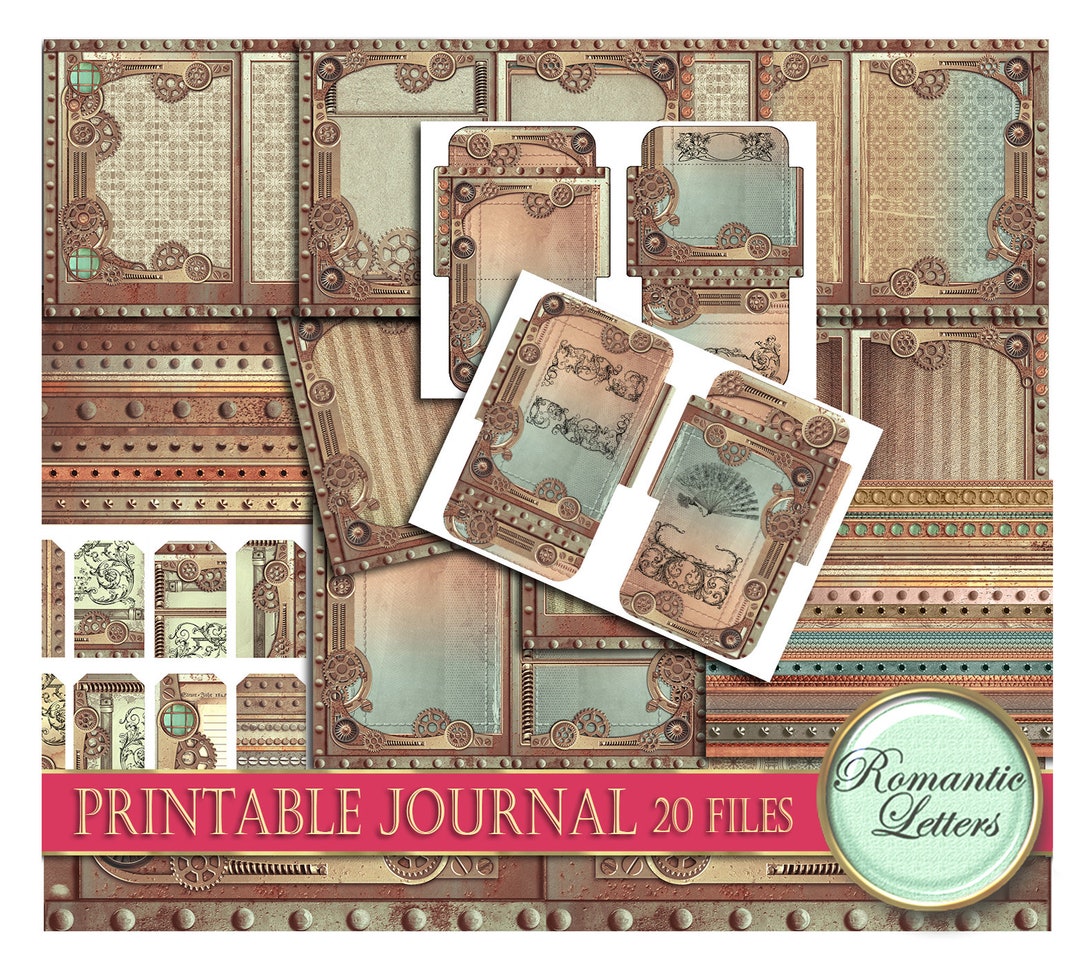 Steampunk Printable Junk Journal Kit Industrial Digital Scrapbook ...