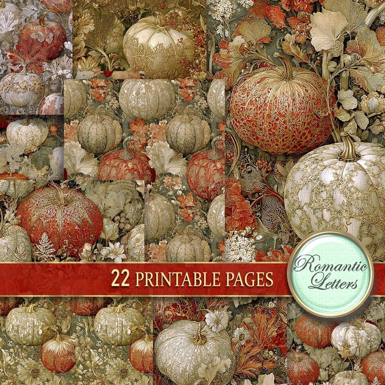 Pumpkin Digital Printable Scrapbook Paper Pack Helloween Printable Junk ...