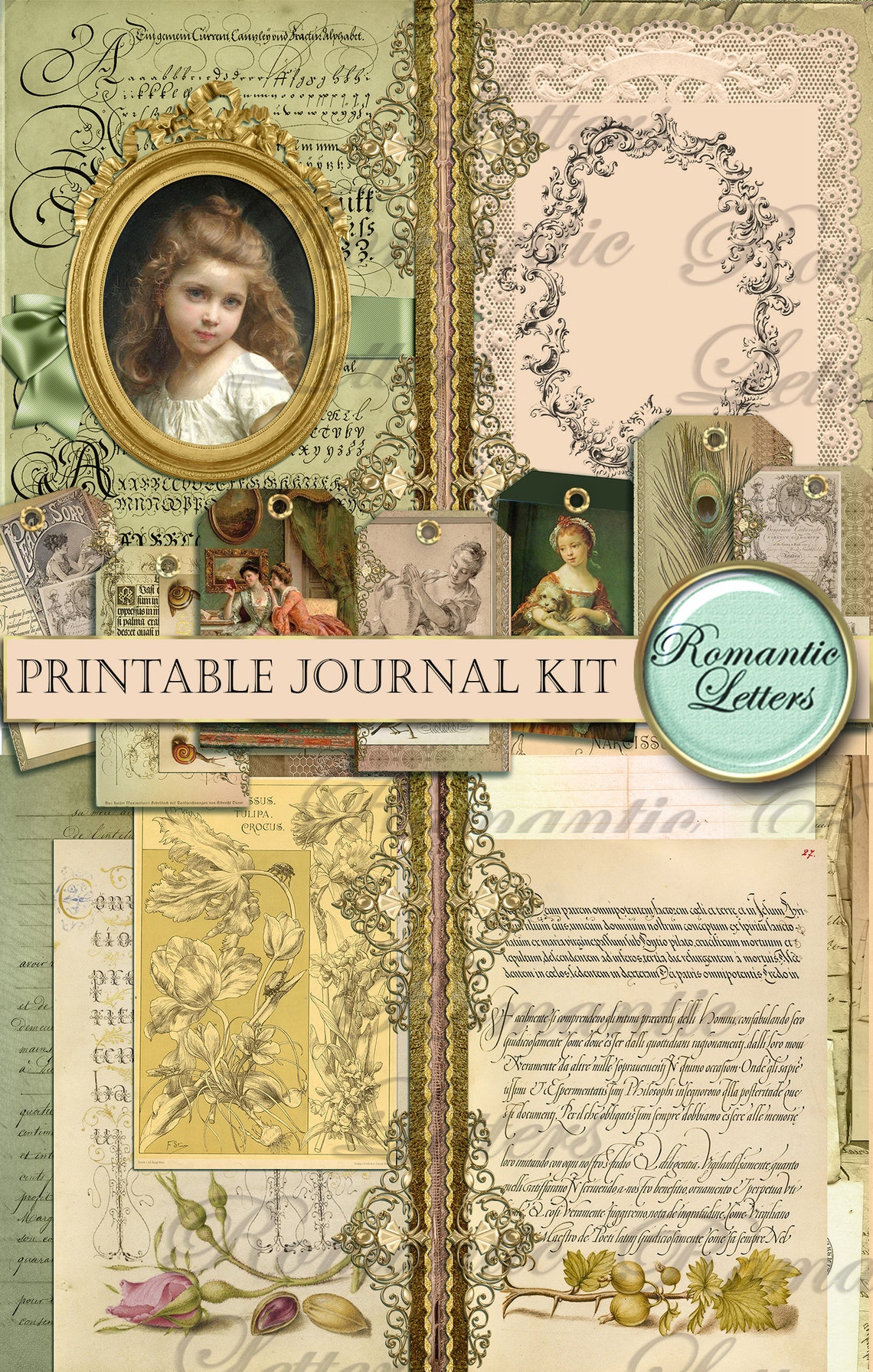 Printable Junk Journal Kit Digital Printable Craft Paper A4 8.5x11 Mini ...