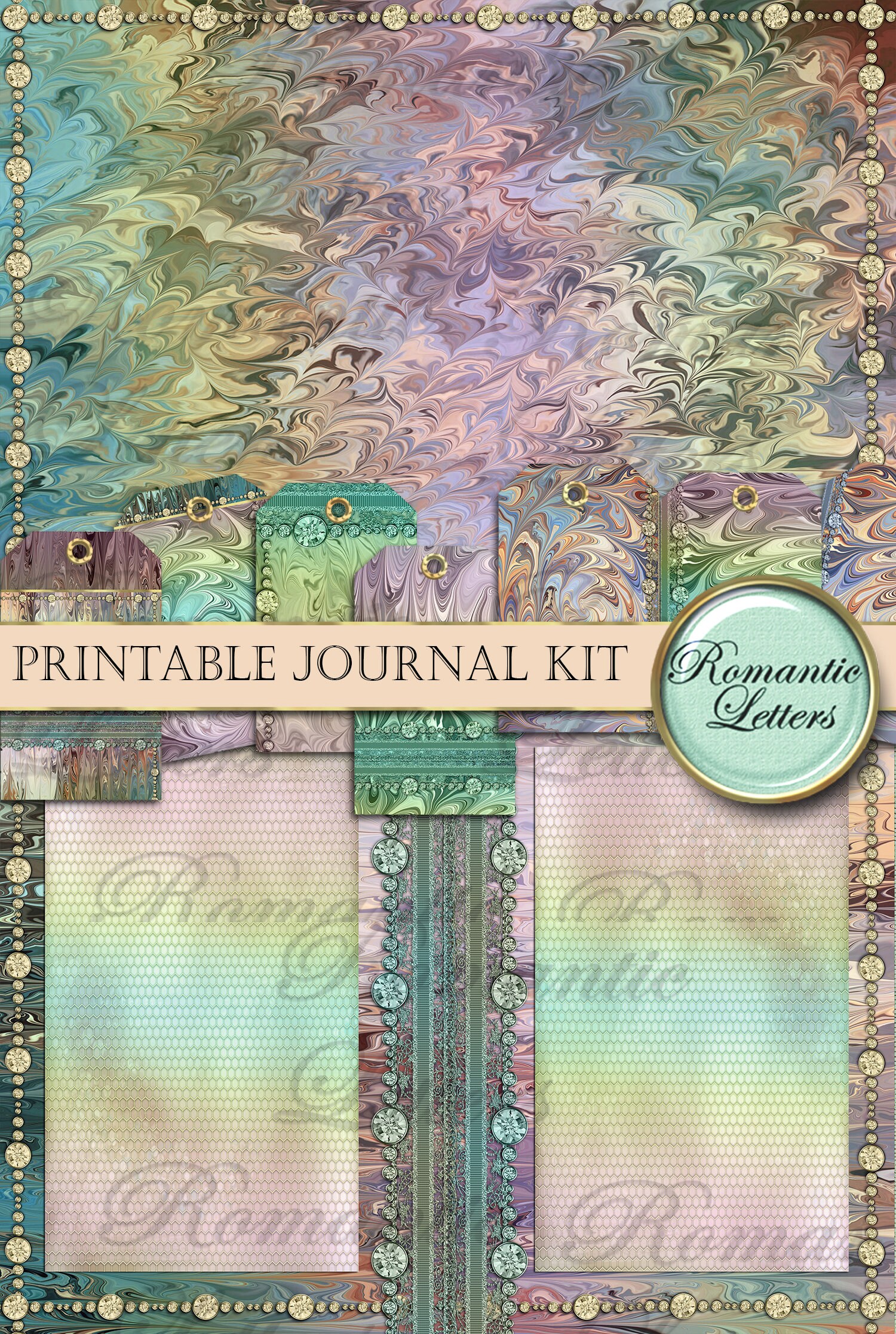Printable Junk Journal Kit Digital Scrapbook Backgrounds Printable Junk ...