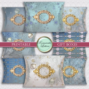 Christmas digital pillow boxes printable Christmas gift wrapping box digital printable Christmas gift box packaging Christmas favor box