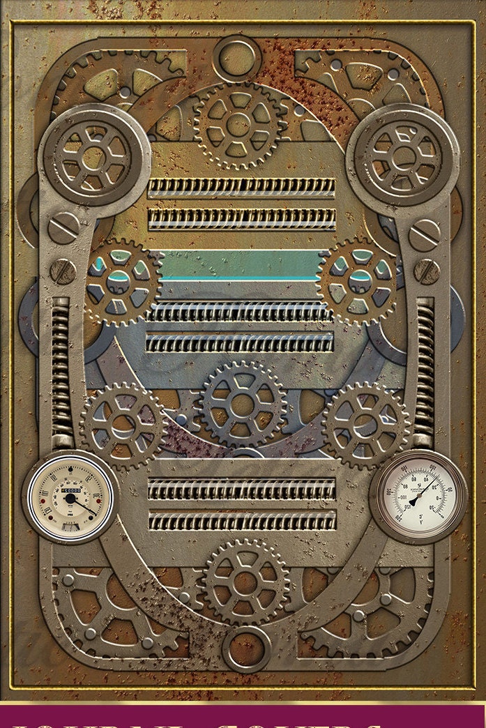 Steampunk Printable Journal Covers Industrial Digital | Etsy