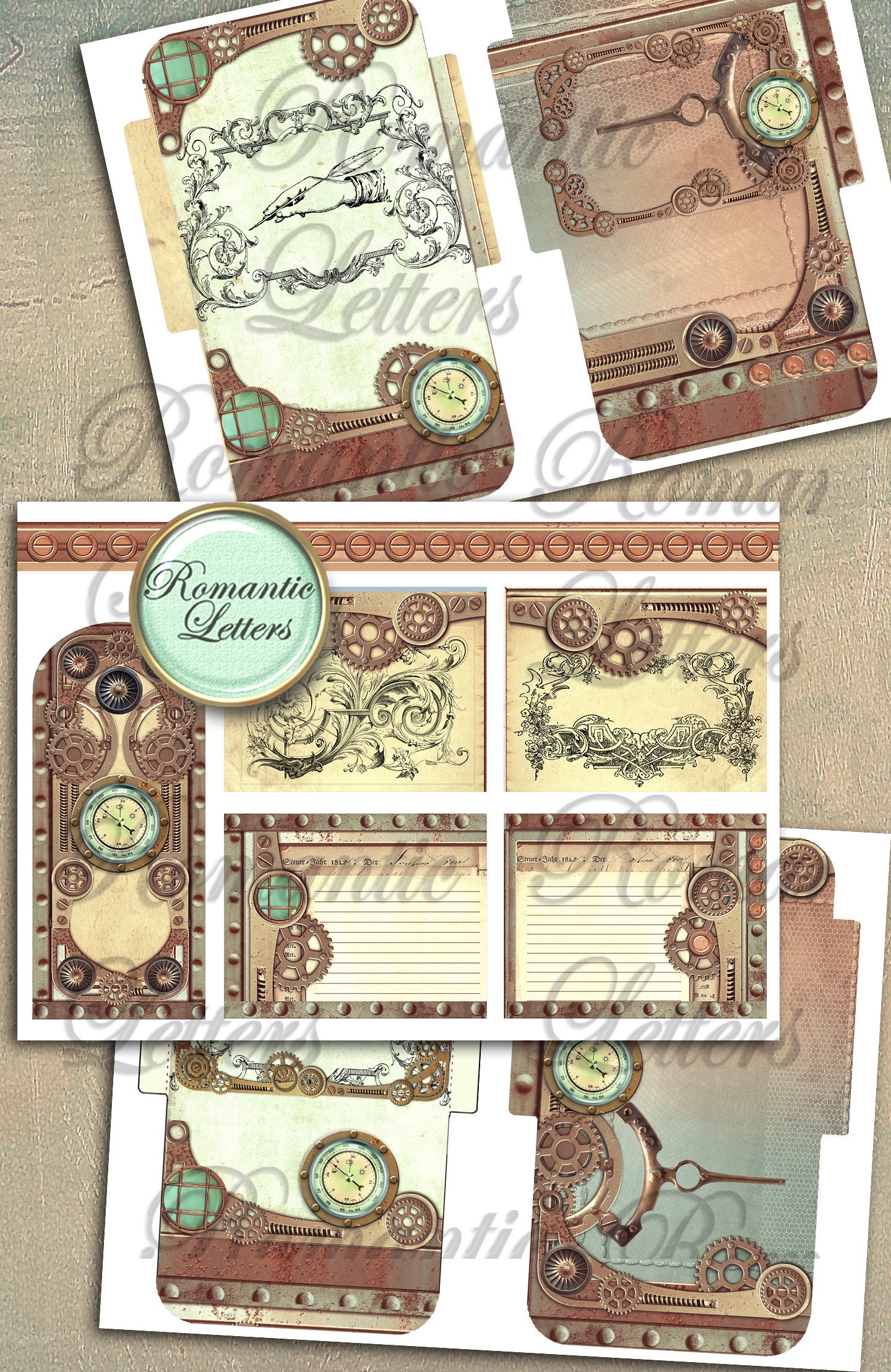 Steampunk Printable Junk Journal Kit Industrial Digital Scrapbook ...