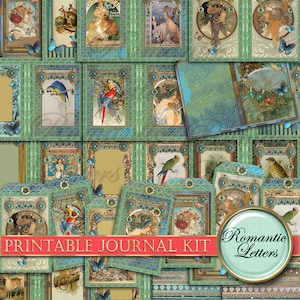 Feuille de papier de bricolage imprimable collage numérique victorien feuille carte imprimable téléchargement journal pages étiquette papier kraft