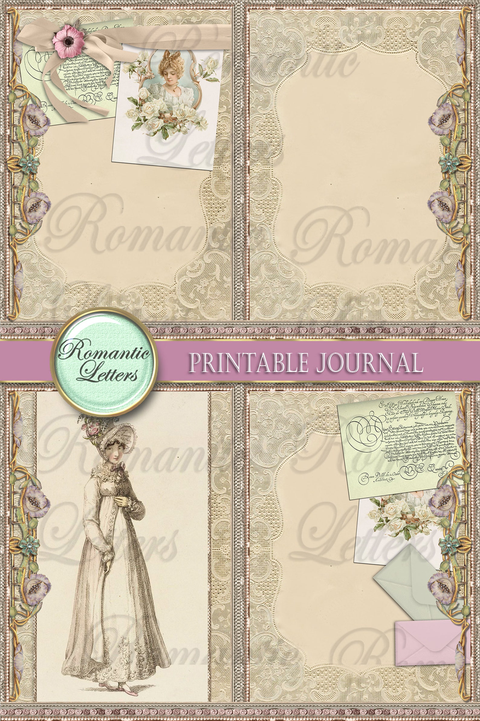 Victorian Printable Junk Journal Kit Printable Scrapbook Paper 8.5x11 ...