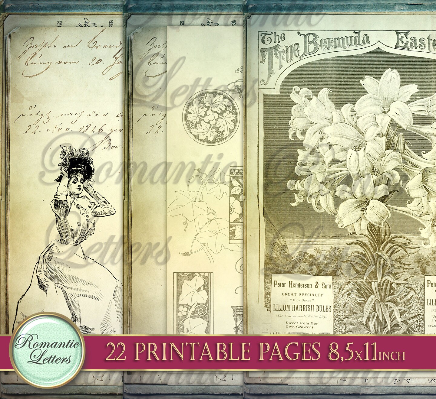 Steampunk Ephemera Digital Paper Pack Printable Journal Pages Victorian ...