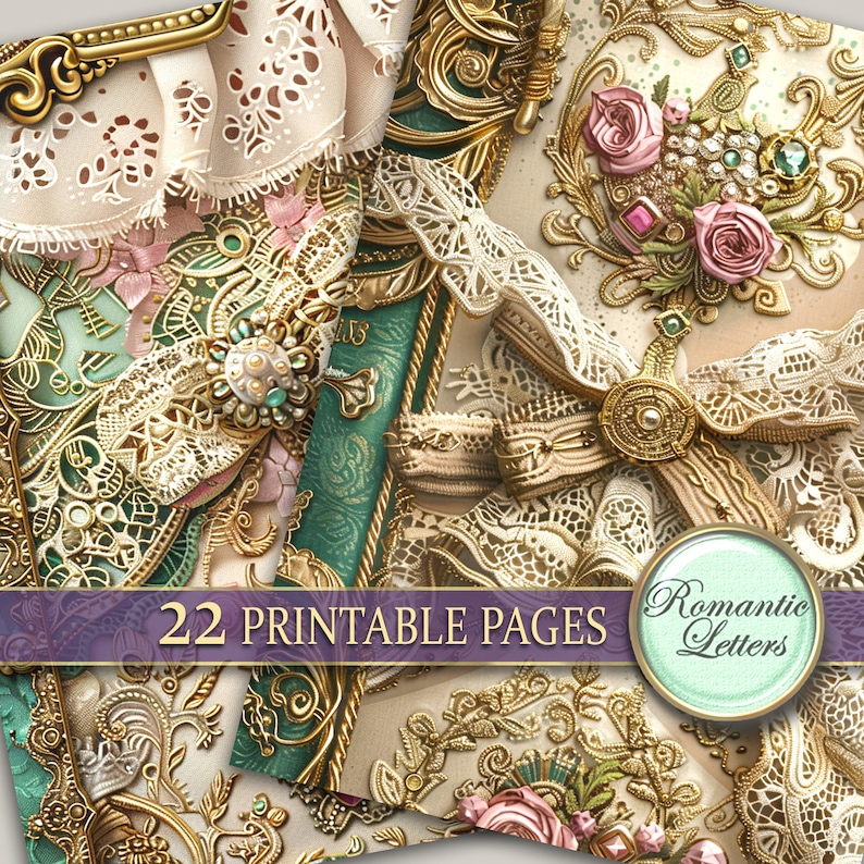 Digital Printable Scrapbook Paper Pack Junk Journal Pages Shabby Chic ...