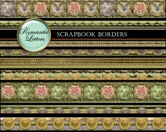 Digital printable scrapbook borders clip art gold glitter digital borders digital clip art golden lace clipart shabby chic clipart baroque