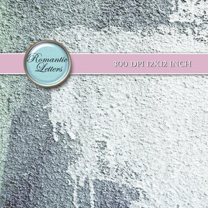 Pode incluir: Um fundo texturizado branco e cinza com um c&iacute;rculo azul claro contendo o texto "Romantic Letters" em uma moldura dourada. O texto "300 DPI 12X12 INCH" &eacute; impresso em preto em uma faixa rosa.