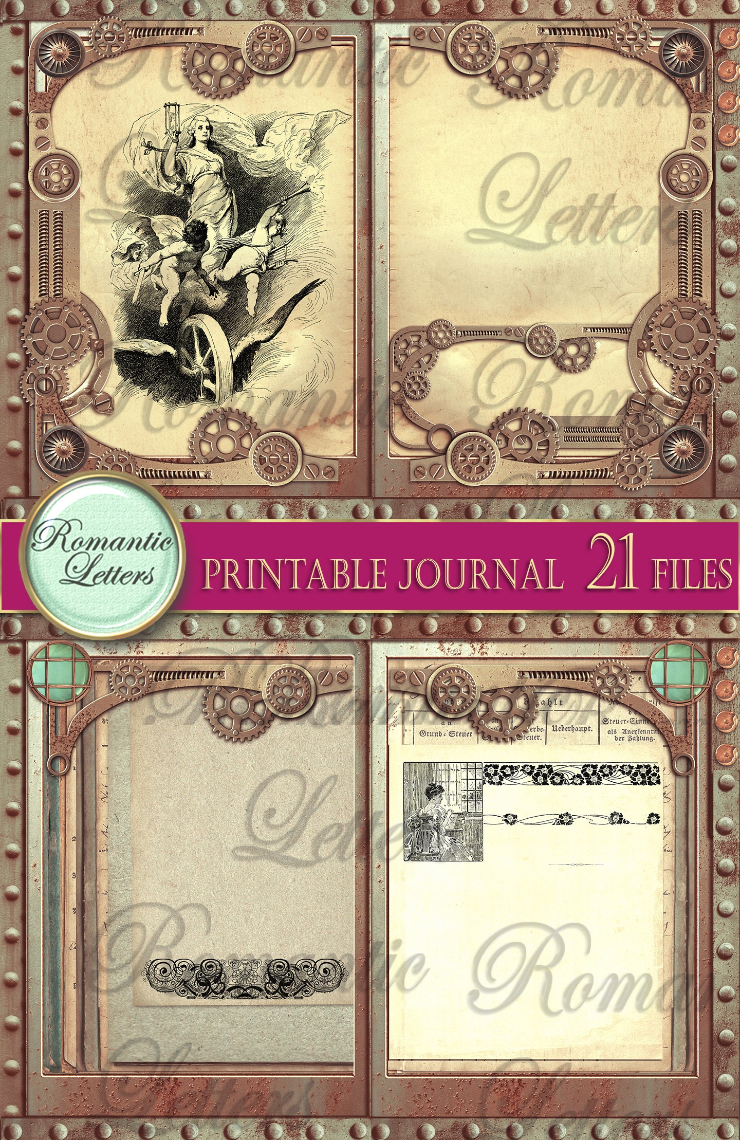 Steampunk Printable Junk Journal Kit Industrial Digital Scrapbook ...
