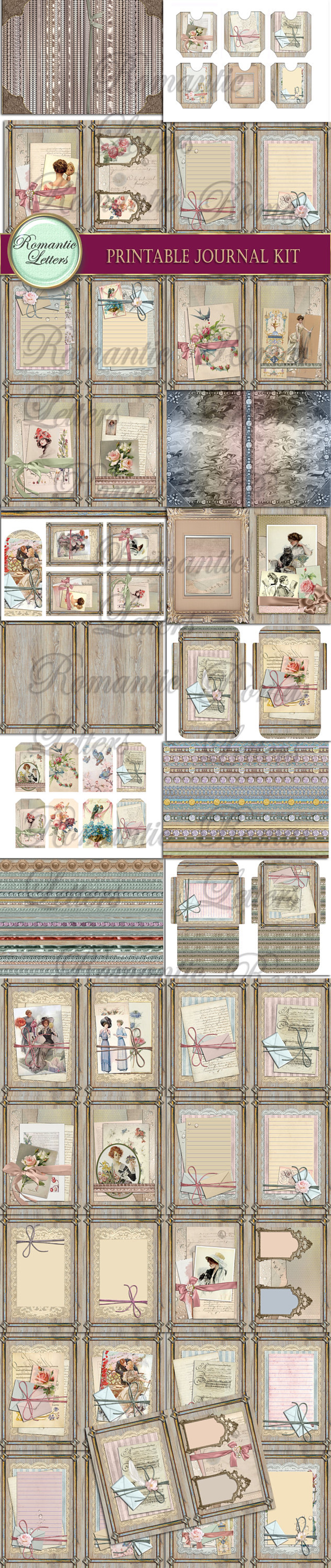 Printable Junk Journal Kit Shabby Chic Digital Scrapbook Paper ...