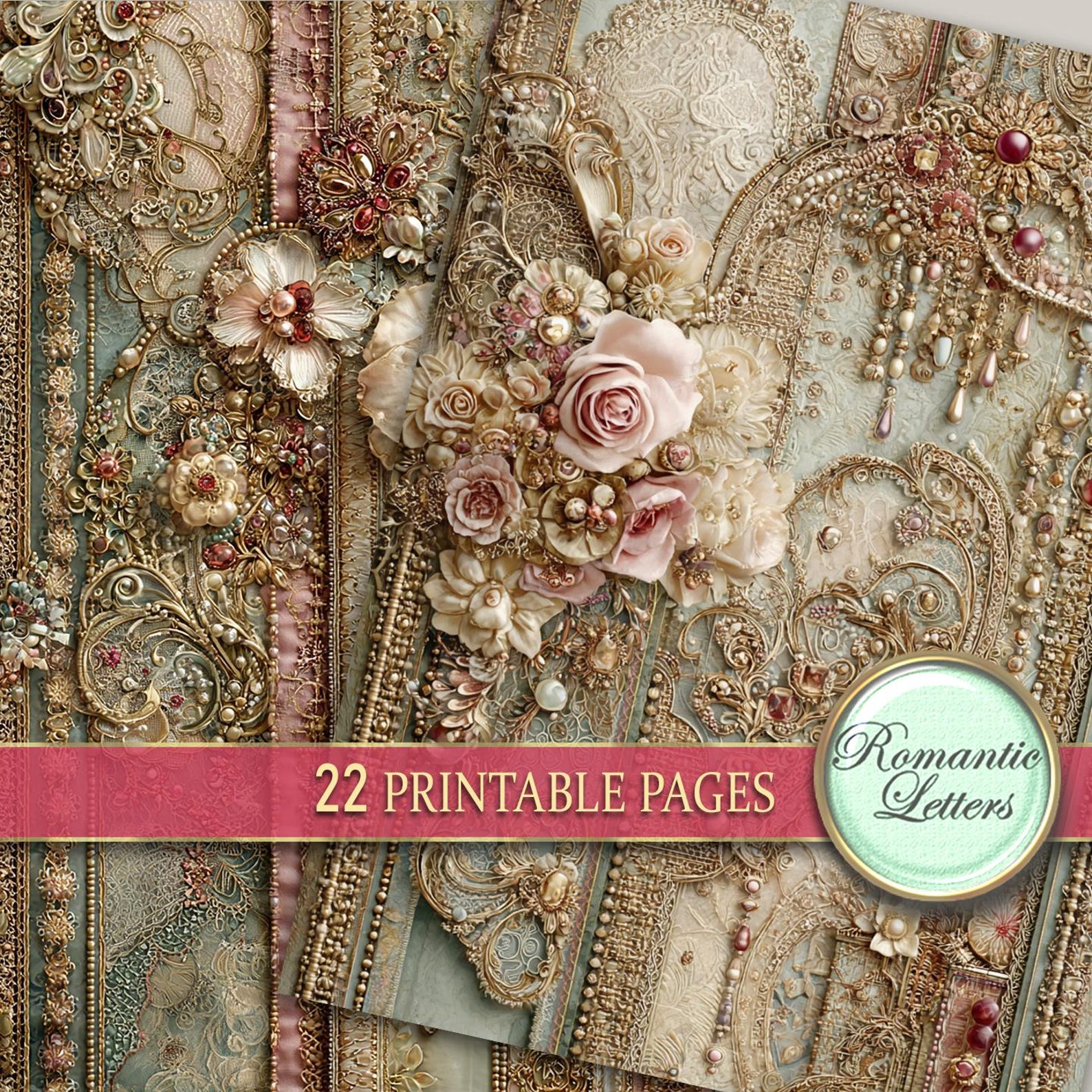 Digital Printable Scrapbook Paper Pack Shabby Chic Junk Journal Pages ...