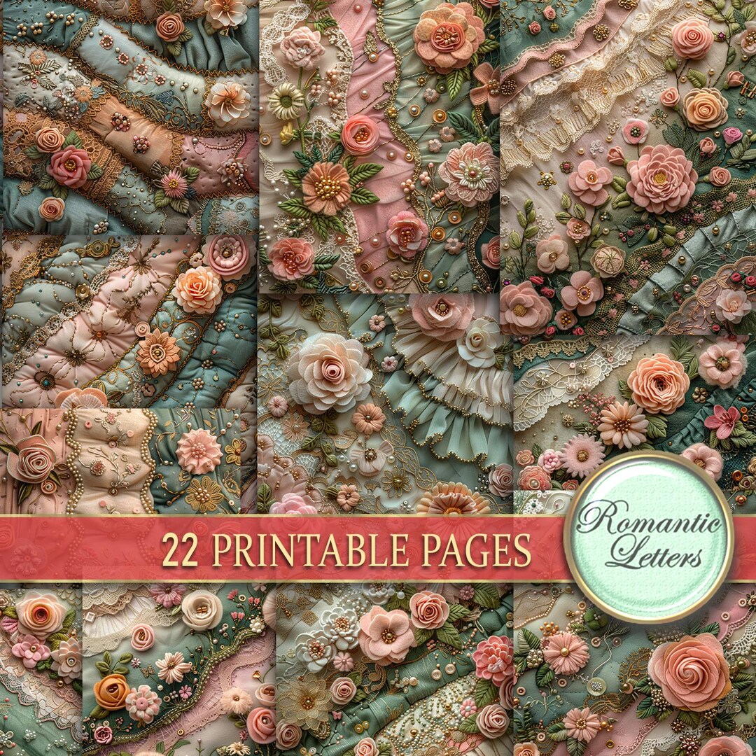 Digital Printable Scrapbook Paper Pack Shabby Chic Junk Journal Pages ...