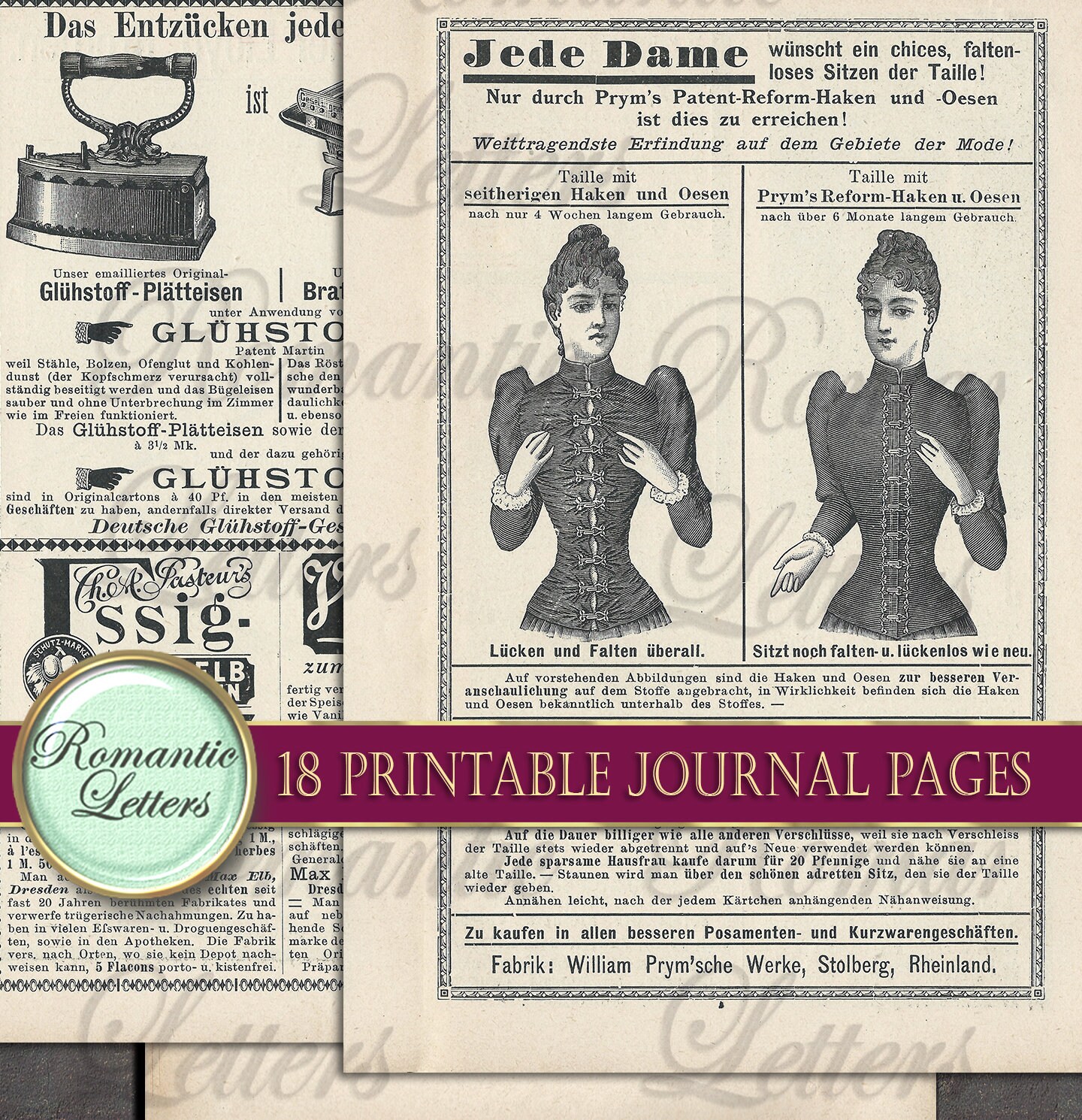 Ephemera Digital Paper Pack Journal Pages Victorian Digital | Etsy