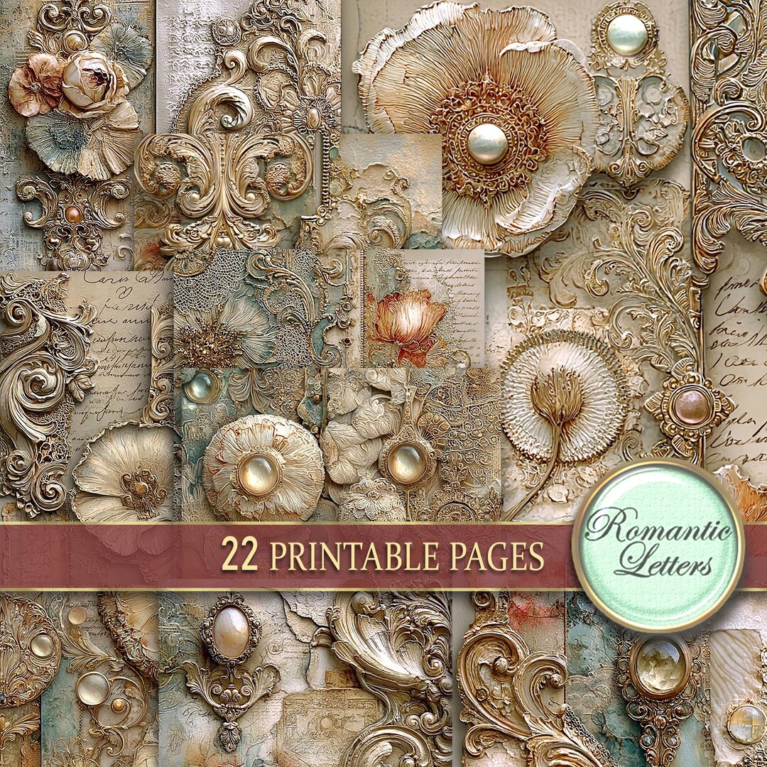 Digital Printable Scrapbook Paper Pack Junk Journal Pages Flower ...