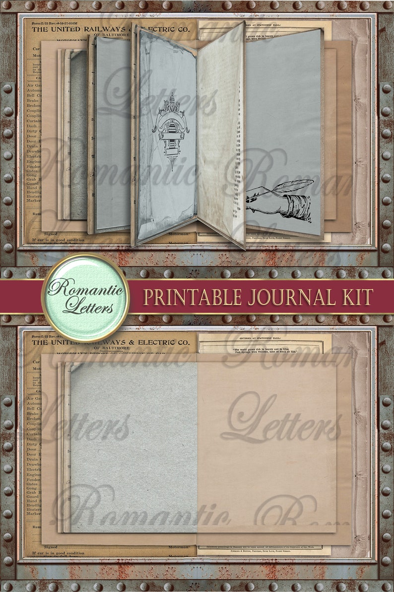 Steampunk Printable Junk Journal Kit Industrial Digital | Etsy