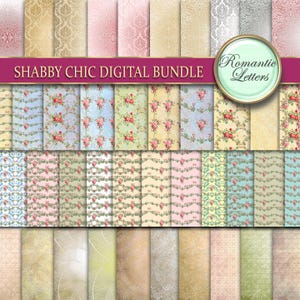 WYPRZEDAŻ cyfrowy papier do scrapbookingu mega pakiet Shabby Chic cyfrowy papier do tła Shabby Chic róża do druku tło ślubne dla dzieci