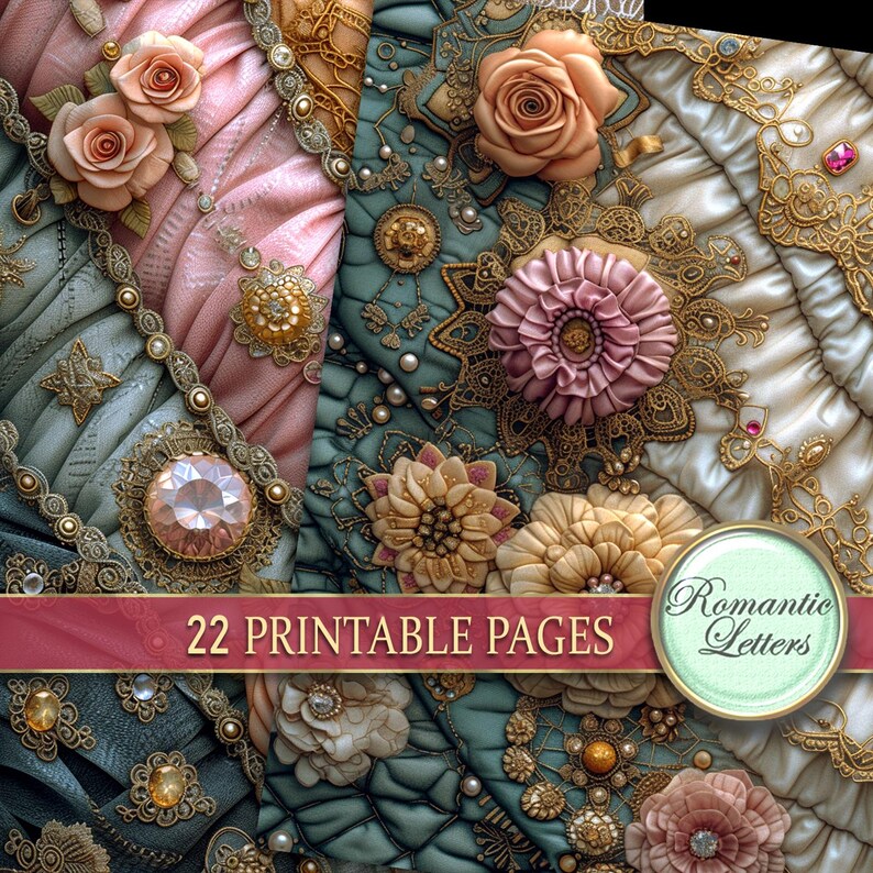 Digital Printable Scrapbook Paper Pack Junk Journal Pages Luxury ...
