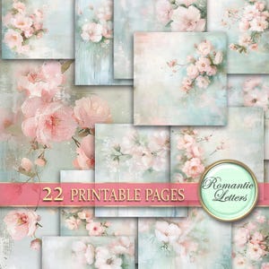 Confezione di carta per scrapbooking digitale stampabile Shabby Chic Wedding rosa Floreale digitale stampabile decoupage junk journal Vittoriano fiori primaverili