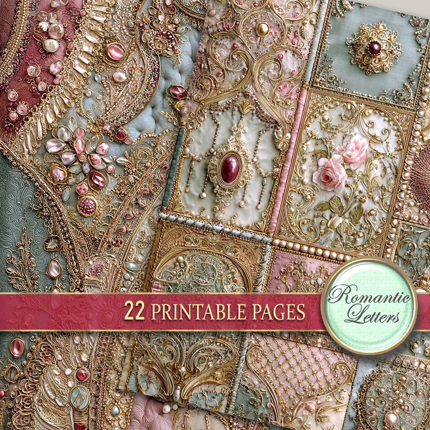 Digital Printable Scrapbook Paper Pack Shabby Chic Junk Journal Pages ...