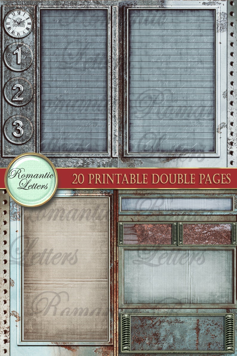 Steampunk Printable Junk Journal Pages Industrial Digital Scrapbook ...