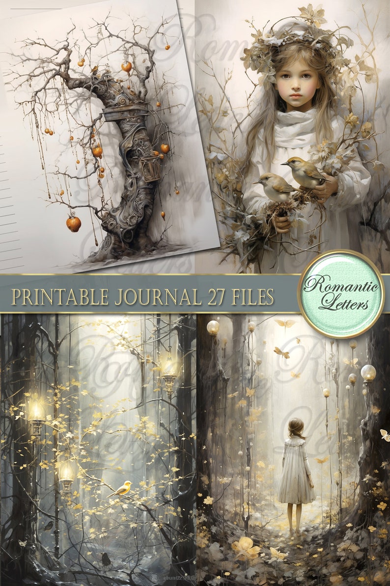 printable junk journal kit Fairy Forest printable journal pages card tag cover fantasy digital scrapbook botanical floral herbal magic PART2 image 7