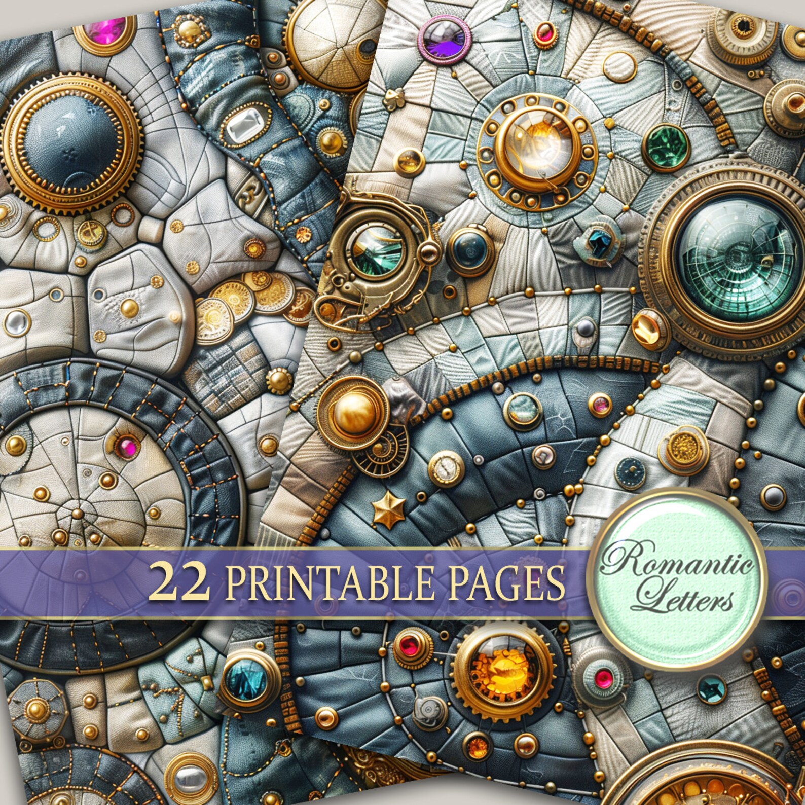 Steampunk Junk Journal Pages Digital Scrapbook Paper Pack Metal Texture ...