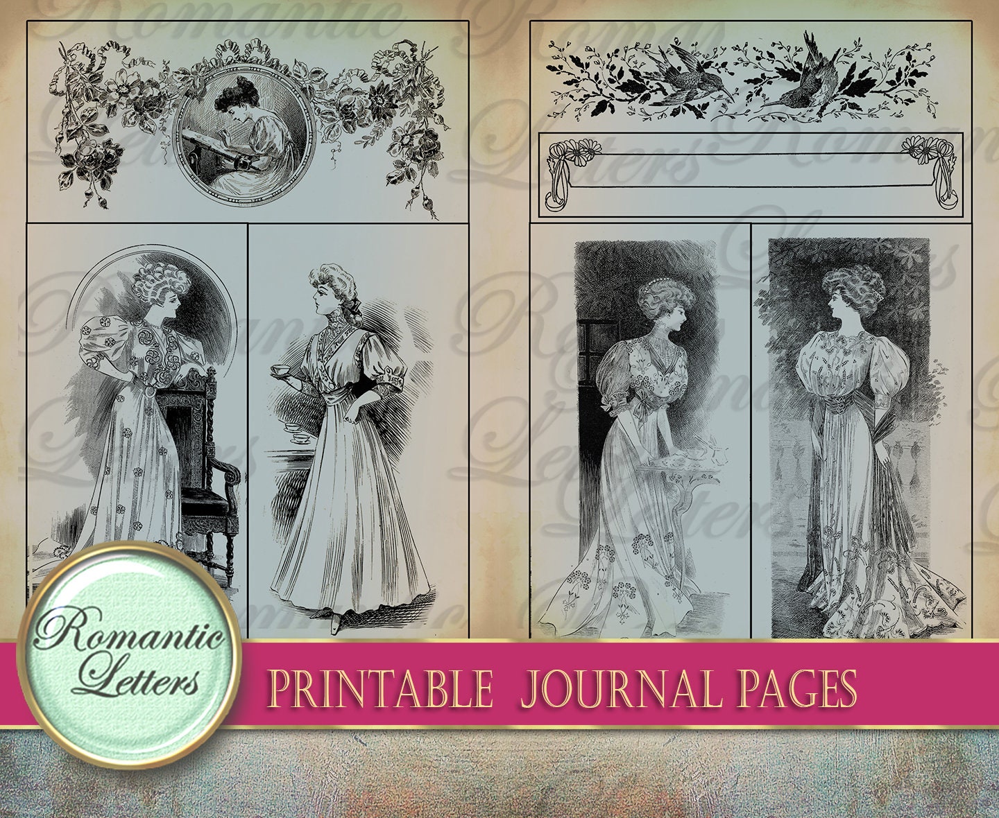 Ephemera Digital Paper Victorian Junk Journal Pages Printable - Etsy
