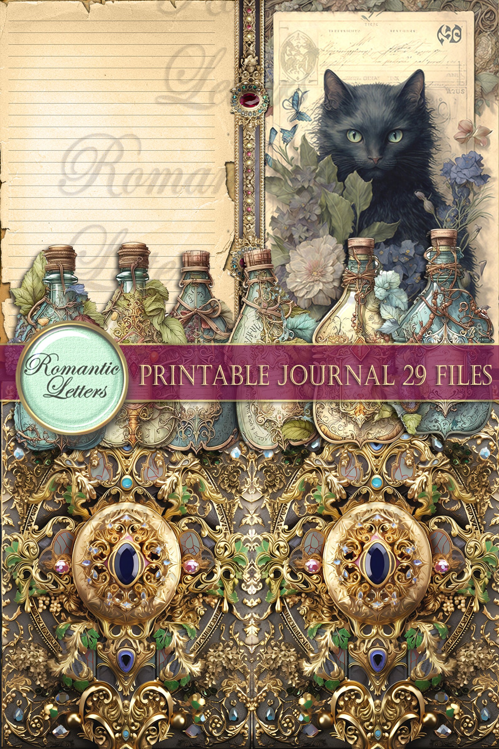 Magic Printable Junk Journal Kit Printable Journal Pages Card Tag Cover ...