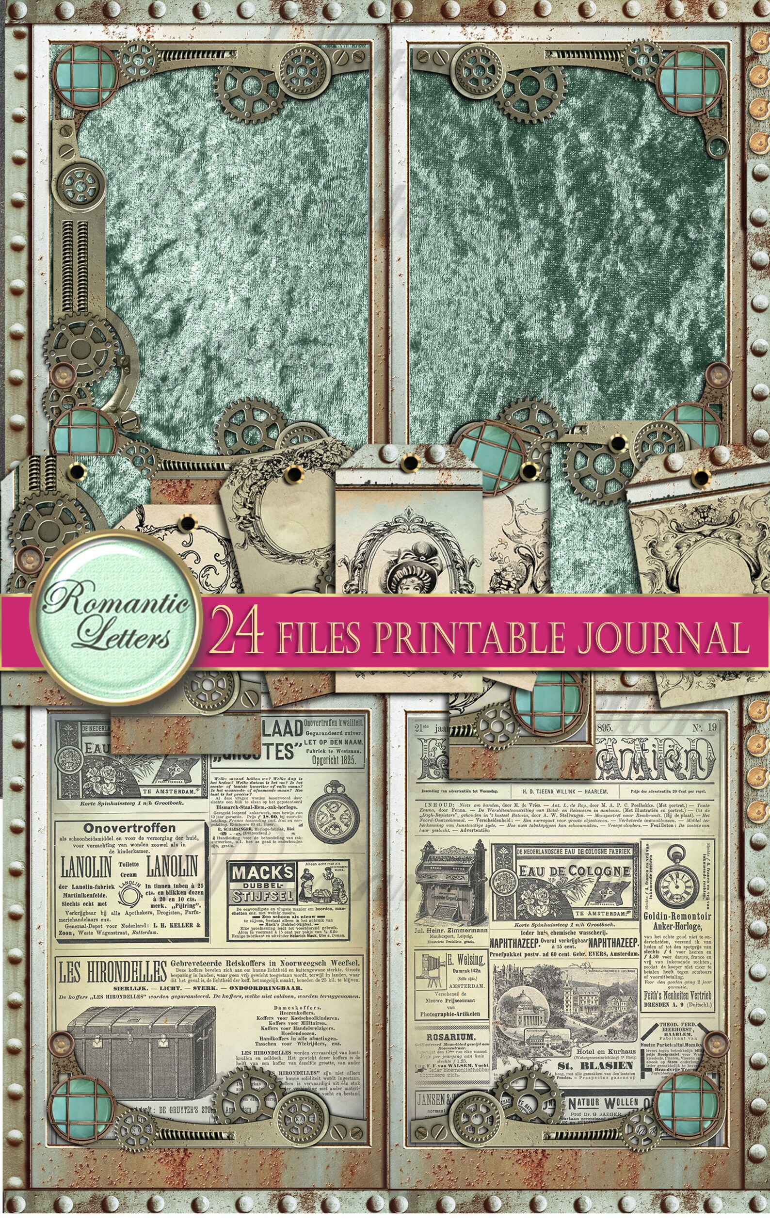 Steampunk Printable Junk Journal Kit Digital Scrapbook Printable ...