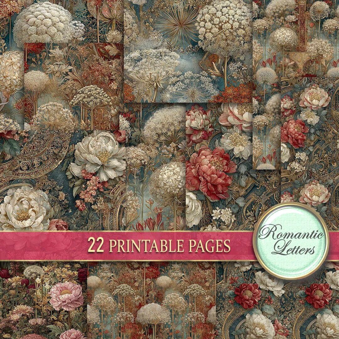 Victorian Junk Journal Pages Digital Scrapbook Paper Pack Shabby Chic ...