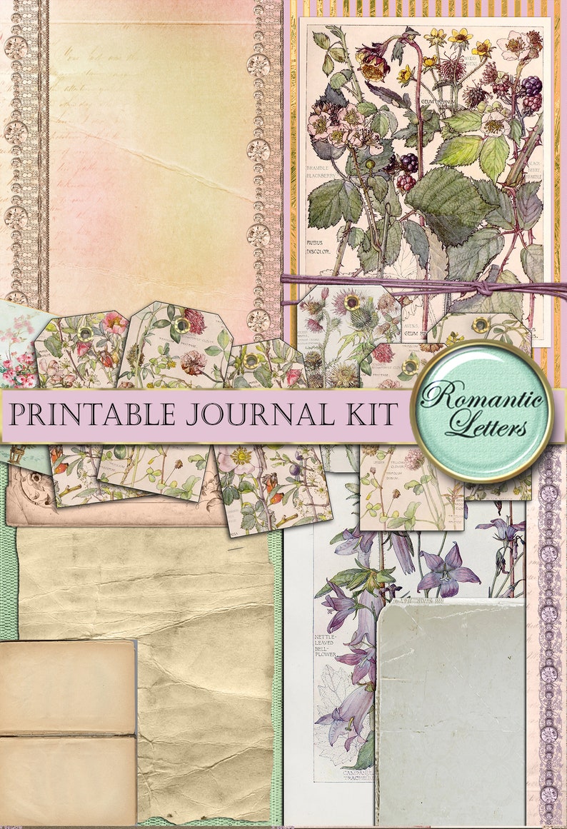 Printable Junk Journal Kit Digital Collage Sheet Printable Junk Journal ...