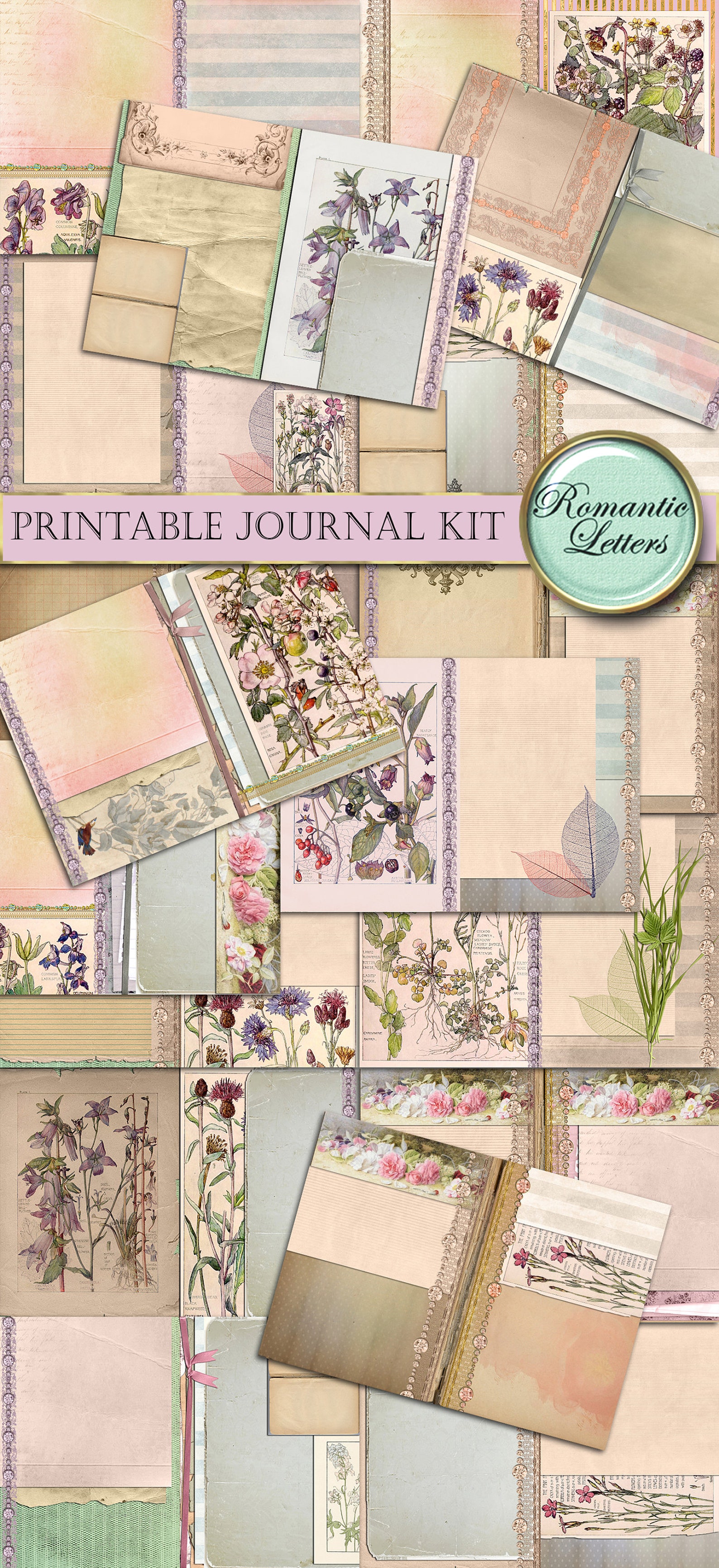 Printable Junk Journal Kit Digital Collage Sheet Printable Junk Journal ...