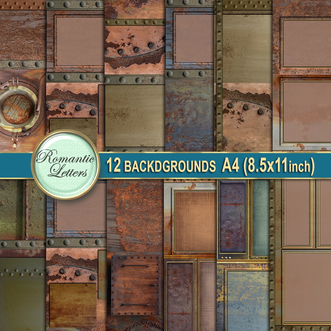 Steampunk Digital Scrapbook Paper Pack Rust Metal Texture Digital ...