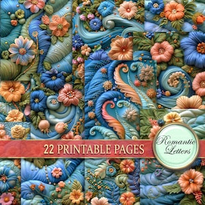 Digital printable Scrapbook Papier Pack Junk Journal Seiten Patchwork niedlichen kawaii druckbare Kraft Papier Kinder Album Patchwork Filz Blumen Wolle