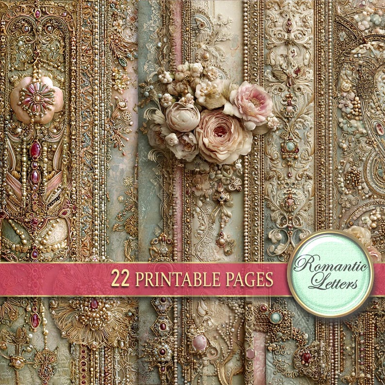 Digital Printable Scrapbook Paper Pack Shabby Chic Junk Journal Pages ...