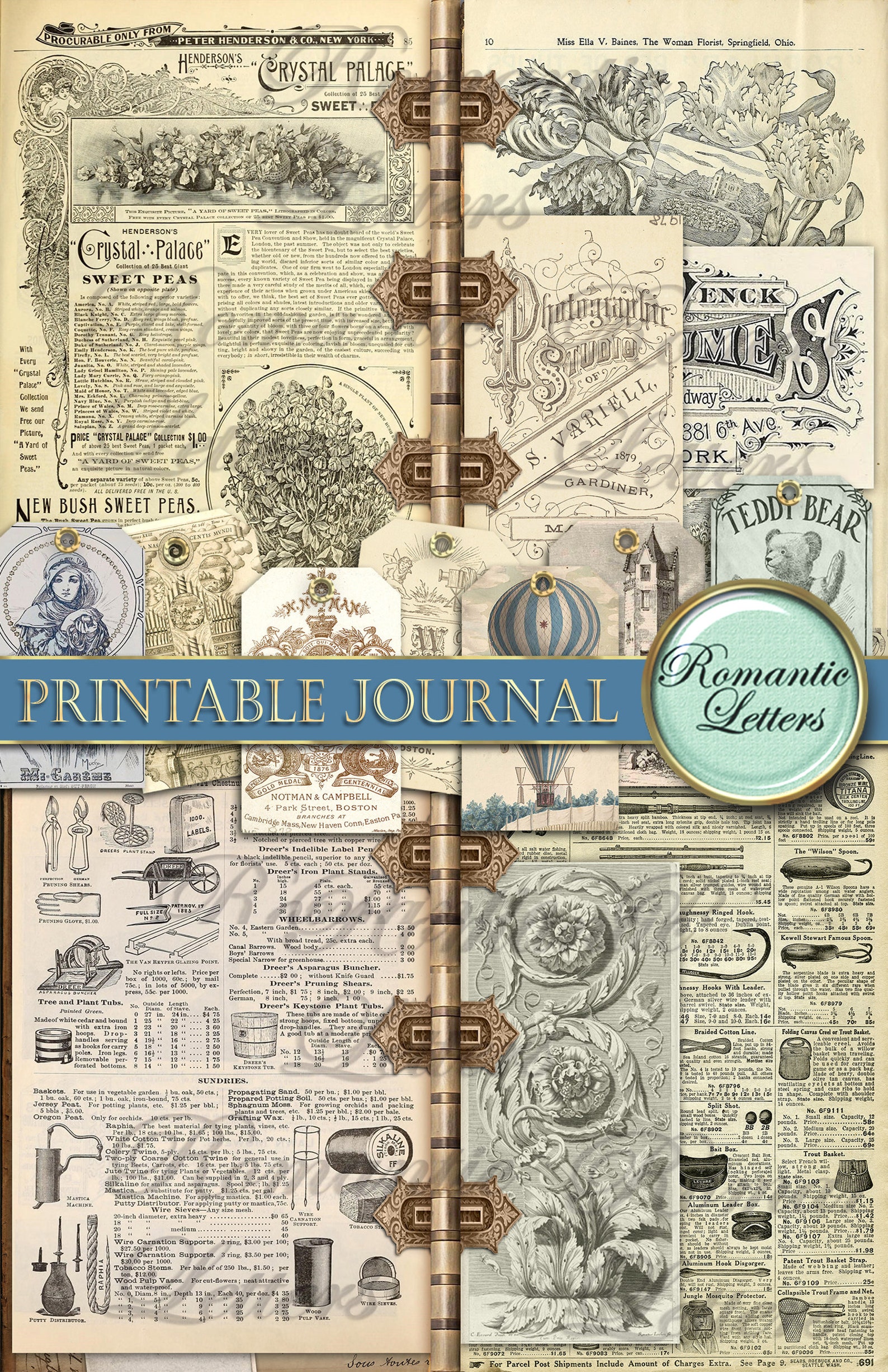 Printable Junk Journal Kit Vintage Digital Scrapbook Printable Journal ...