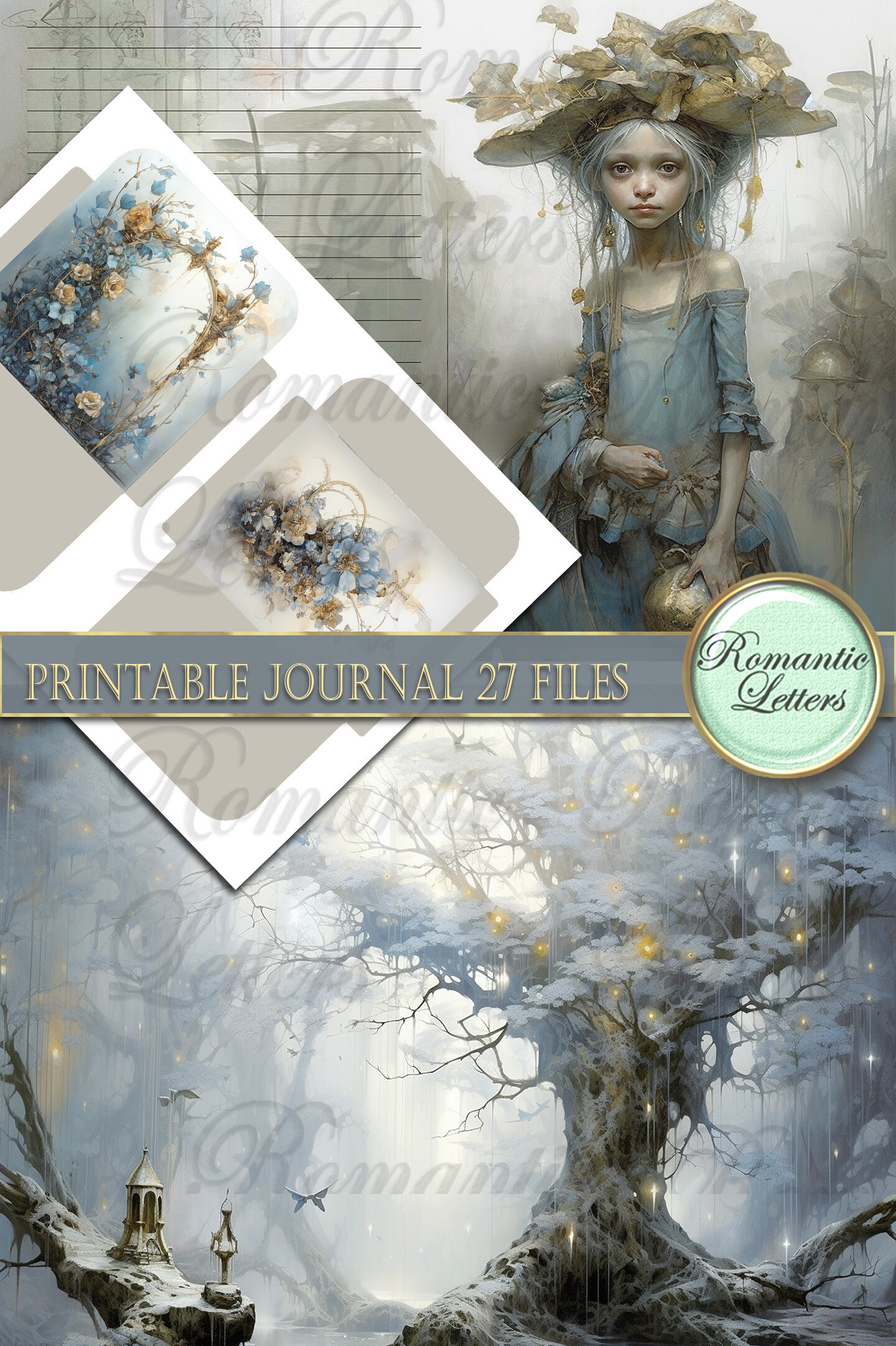 Printable Junk Journal Kit Elf Forest Printable Journal Pages Card Tag ...