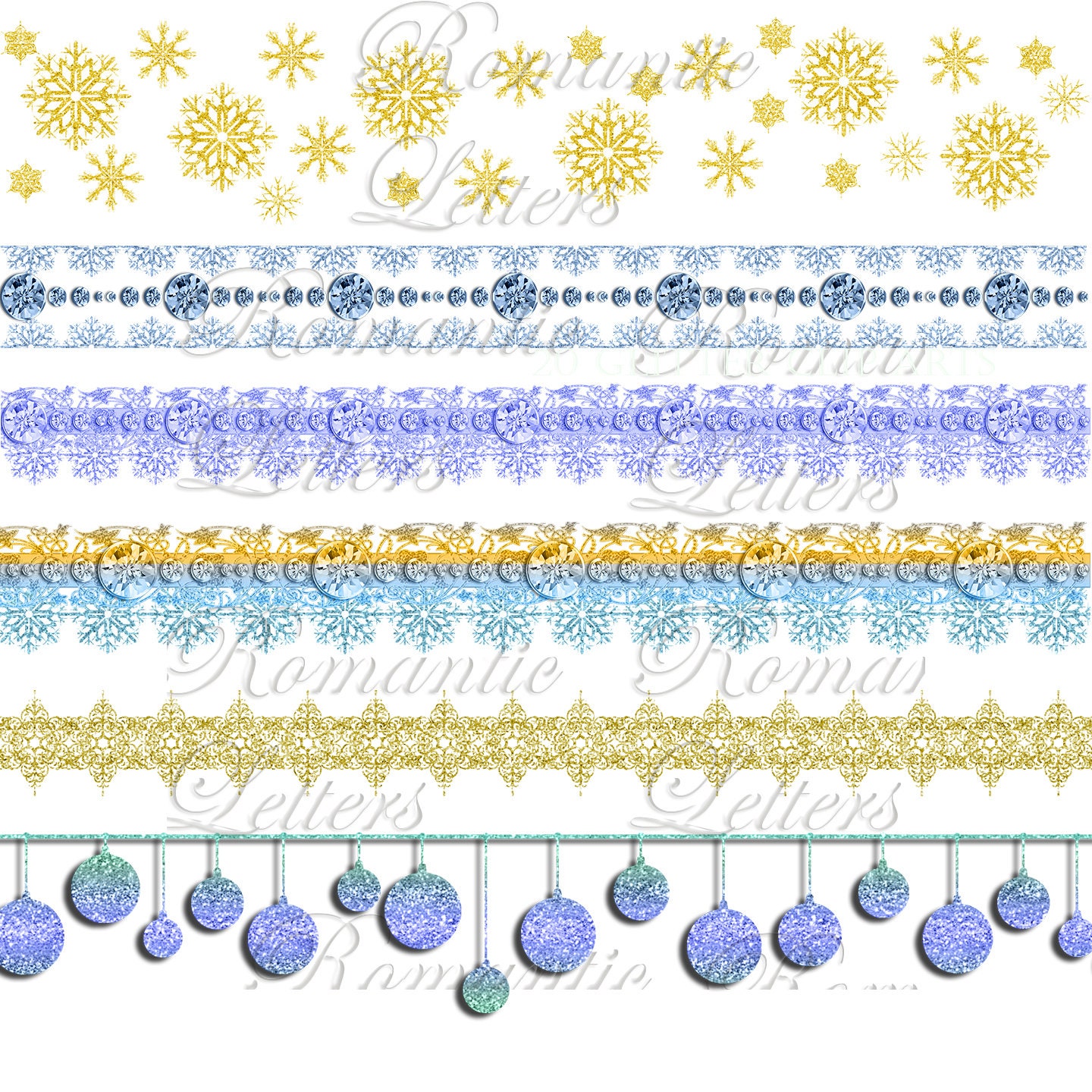 Christmas Clip Art Gold Glitter Clip Art Christmas Digital | Etsy