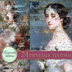 Barock digital druckbares Papier für Scrapbooking, florales Papier, beunruhigter Hintergrund, antike Malerei, Textur, Shabby Chic, rose